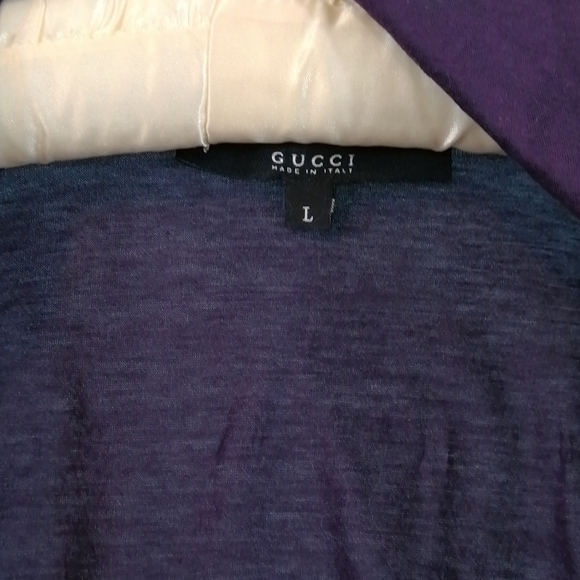 Gucci 2000s Eggplant Plum Cotton Cowl Neck Long Sleeve Sz Large - Picture 5 of 11